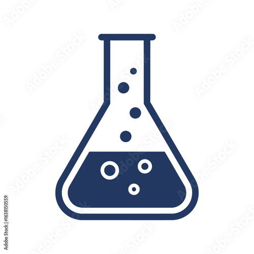 Blue erlenmeyer flask vector illustration chemistry lab glassware science experiment beaker research liquid container