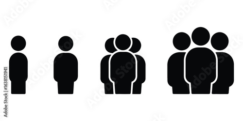 Icons representing different group sizes from single person to a small crowd