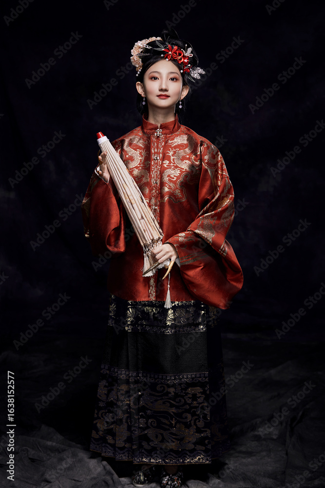 Fototapeta premium An Eastern girl dressed in Ming Dynasty Hanfu