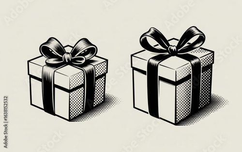 A classic white gift box with a red ribbon and bow is a perfect surprise for any holiday celebration