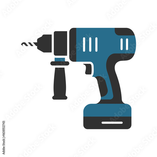 Blue cordless drill vector illustration power tool construction equipment diy tool isolated eps graphic