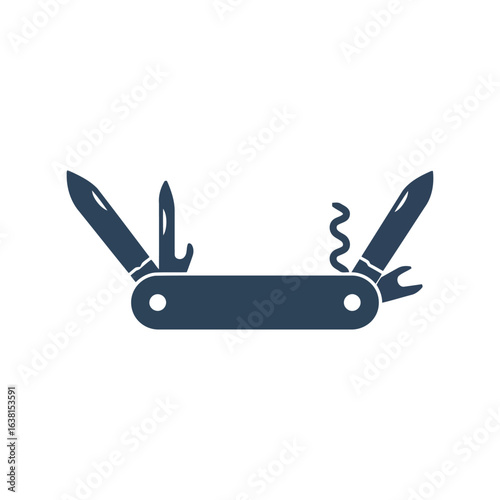 Swiss army knife silhouette multi tool pocket knife outdoor camping gear versatile utility knife icon