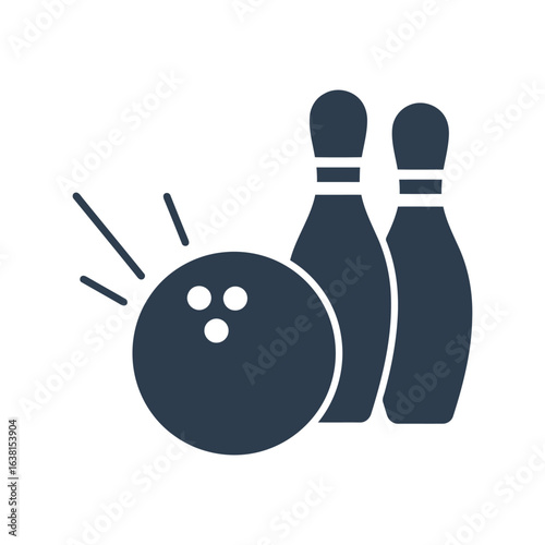 Bowling ball striking pins vector illustration sports game recreation activity leisure fun athletic competition