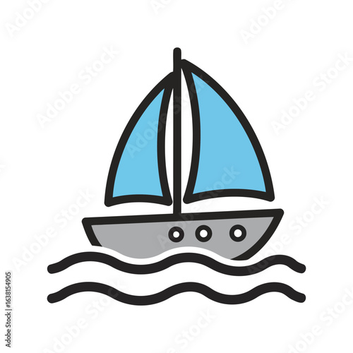 Simple sailboat illustration nautical vessel sailing boat watercraft marine transport ocean travel