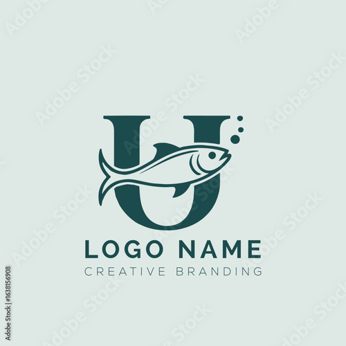 Fish Logo with Letter U