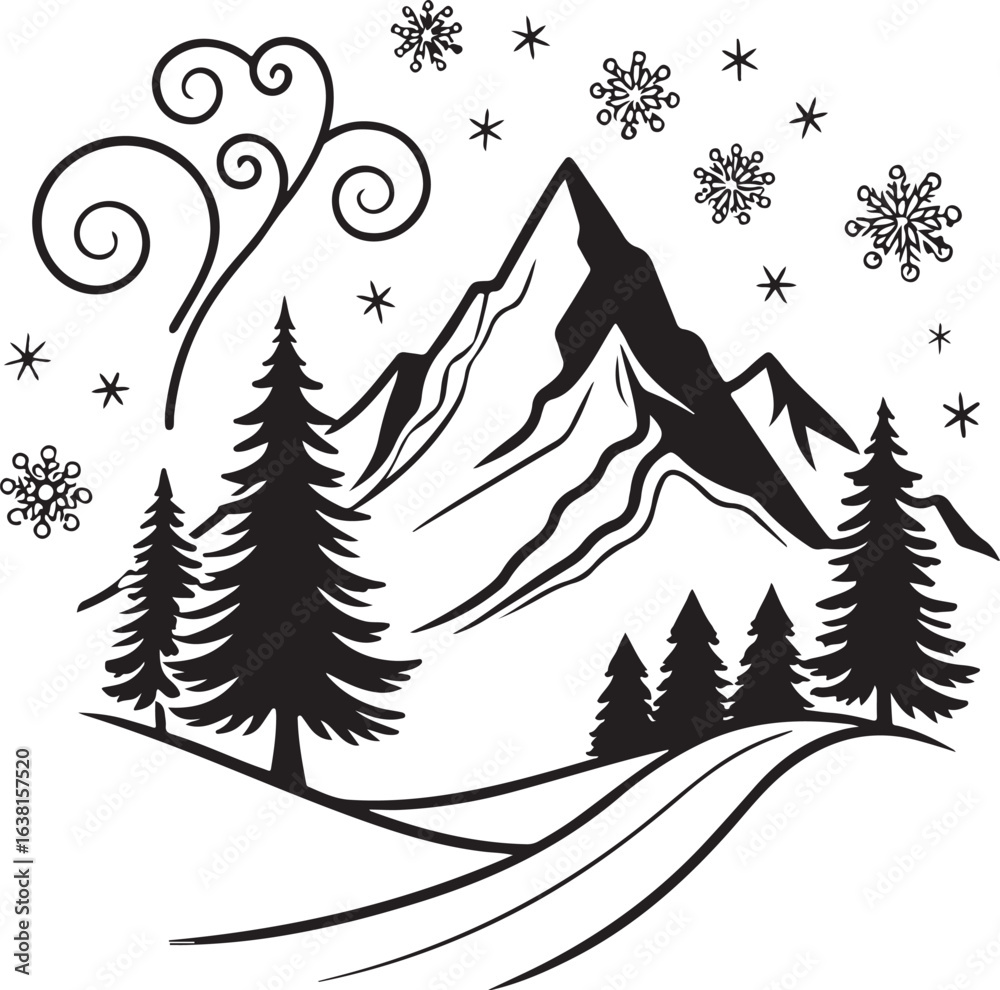 Fototapeta premium winter forest vector illustration
