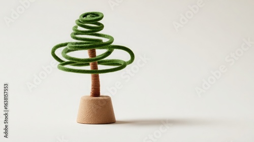 DIY craft tree made from green felt and pipe cleaners photographed on white