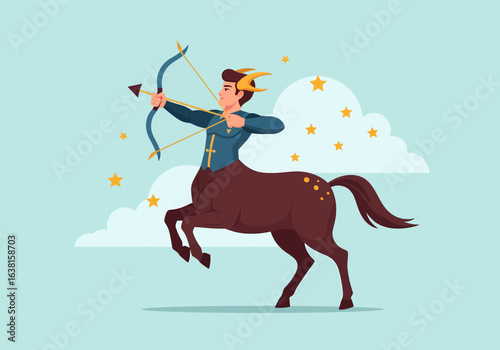 Vector illustration of a Sagittarius centaur aiming a bow