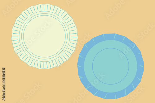 Two Decorative Paper Plates on Beige Background disposable plates party supplies