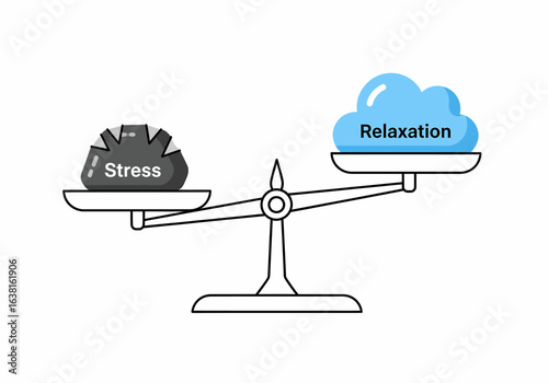 Balance scale showing stress and relaxation concepts