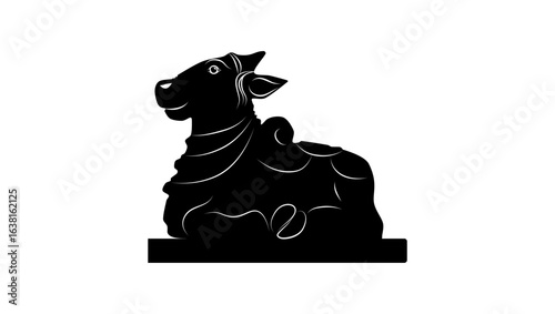 Nandi - The Vehicle of Lord Shiva, black isolated silhouette