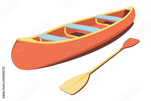 Cano and paddle vector illustration 