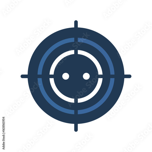 Targeted electrical outlet icon power symbol in crosshairs energy connection concept
