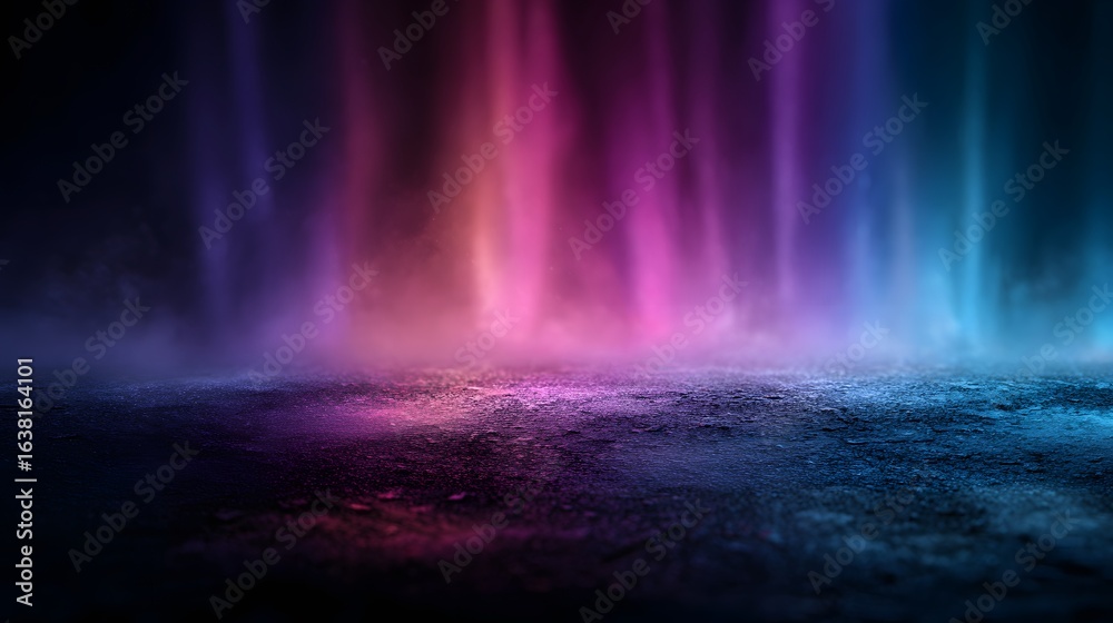 Naklejka premium Neon lights illuminating a textured surface.