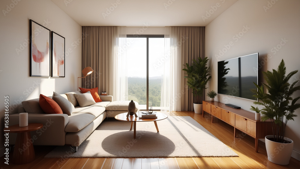 Fototapeta premium Modern living room interior with comfortable furniture 