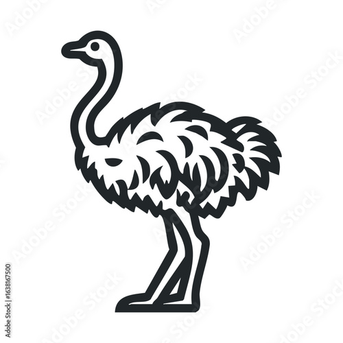 Stylized ostrich design for wildlife themed decor and art
