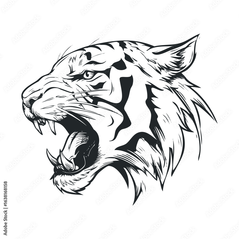 Obraz premium Fierce tiger head design for bold branding and artistic expression