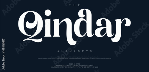 Qindar Creative font. Modern abstract digital tech font. Logo creative font, type, technology, movie, digital, music, movie. Fonts and illustration in vector format.