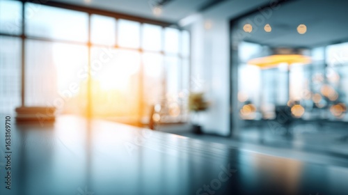 Modern Office Interior Blurred Background with Copyspace  Perfect for Virtual Meetings and Presentation Backdrops