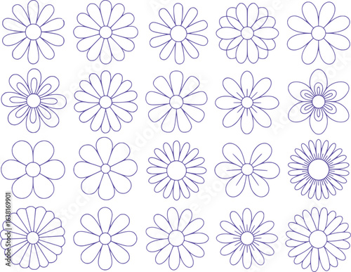 Delicate Daisy Delight A Captivating Collection of Outlined Floral Designs Showcasing the Beauty of Nature and Simplicity in a Minimalist Composition Style