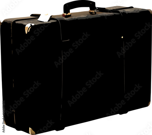Worn Black Leather Briefcase on White Background Showing Signs of Age and History