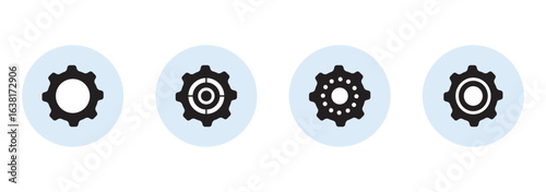 A set of gears. Silhouette of black gear icons.Vector illustration.