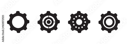 A set of gears. Silhouette of black gear icons.Vector illustration.