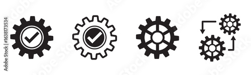 Gear setting icon set, containing Cog wheel, Gear wheel symbol, Vector illustration.