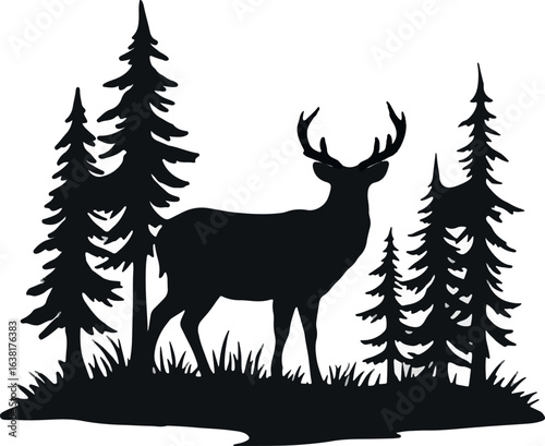 Vsai majestic deer standing in a forest clearing at sunset