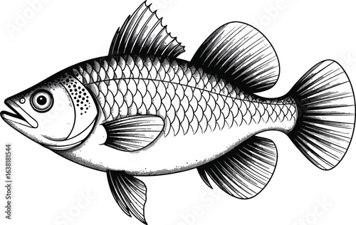 Vector illustration of a river fish isolated on a white background