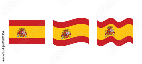 Spain flag waving set flat design vector