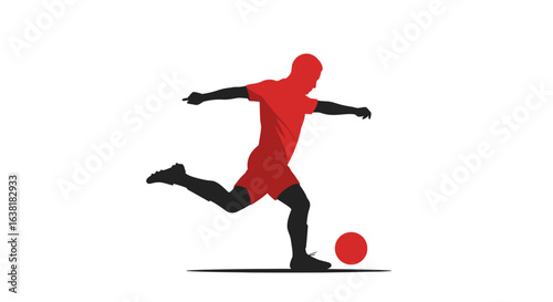Dynamic Silhouette of a Football Player Kicking the Ball with Force
