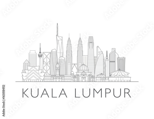 Kuala Lumpur, Malaysia cityscape illustration skyline drawing