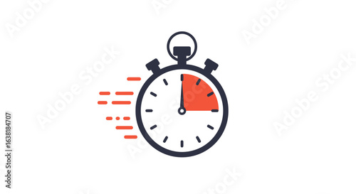 Stylized Stopwatch with Motion Lines Indicating Speed and Time Passing