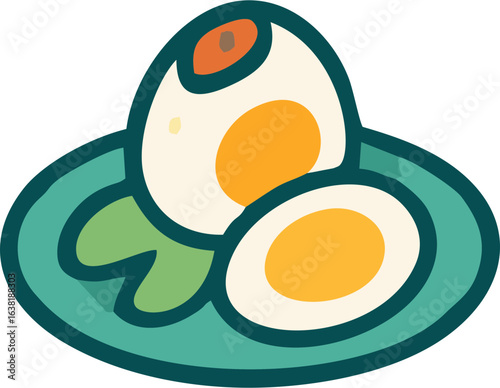 boiled chicken eggs served on a plate