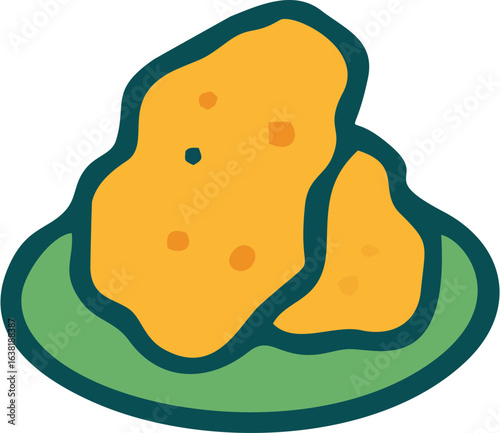vector of one portion of Indonesian fried tempeh