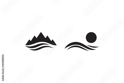 set of sunset vector icons