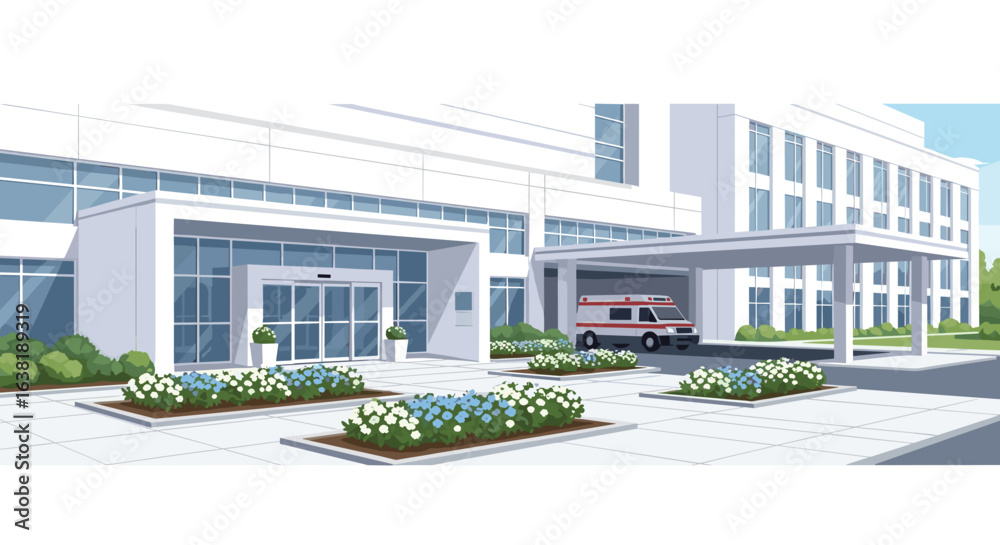 custom made wallpaper toronto digitalModern hospital exterior with ambulance, promising healing and hope for patients in need of critical care