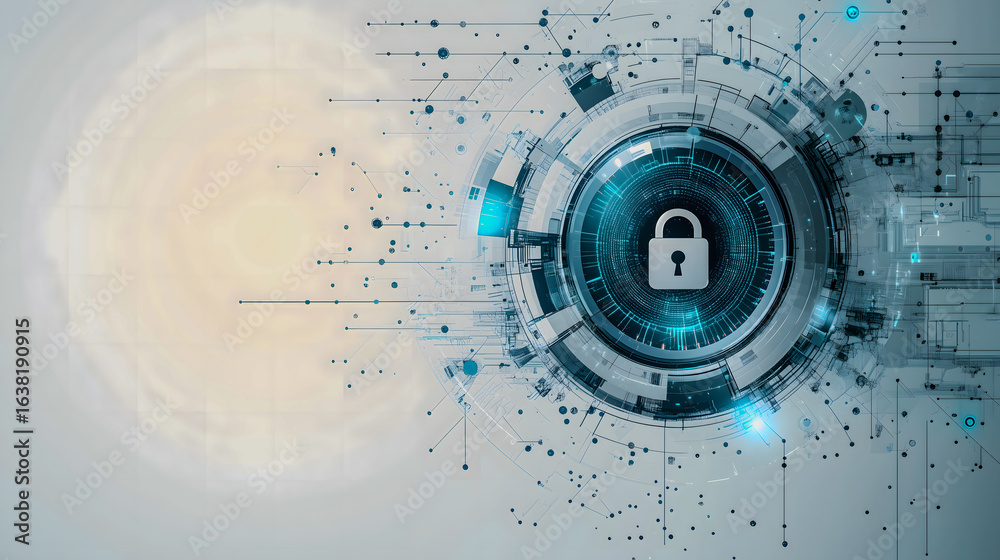 Obraz premium Data Privacy Shield Concept on Neon Circuit Board Grid ネオン回路基板グリッド上のデータプライバシー保護概念