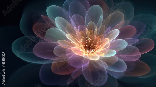 luminous pastel flower fractal art