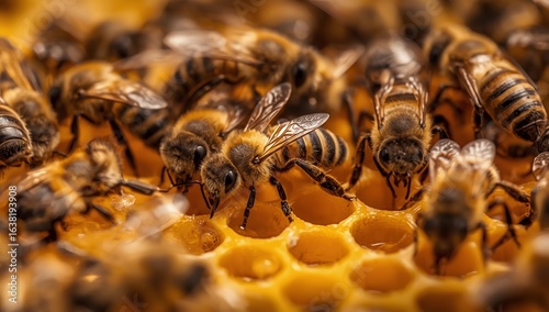 close up of honey bee