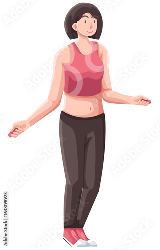 woman exercise jumping rope illustration