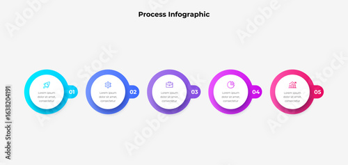 Colorful Circular Timeline Infographic Depicting Five Sequential Steps or Stages