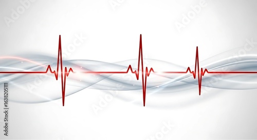 Abstract Medical Background with Red Heart Rate Line
