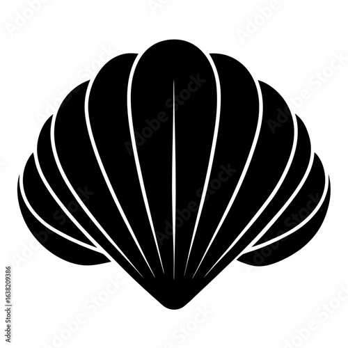 Black silhouette of a quahog clam icon