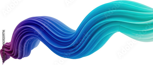 Smooth Undulating Gradient Wave Of Purple Blue And Cyan Abstract Form Transparent Background Flowing Texture Transparent Background