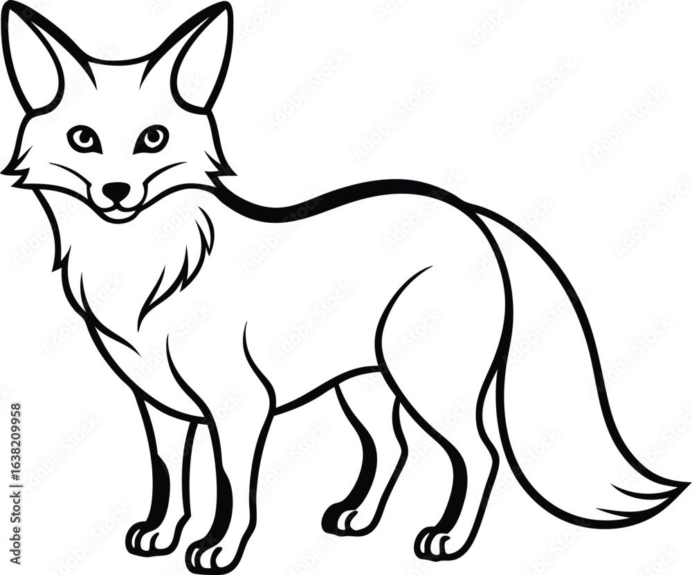 Fototapeta premium A cute red fox cartoon character illustration is isolated on a white background