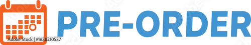 An orange calendar icon next to the word "PRE-ORDER" in blue, indicating an item available for advanced purchase.