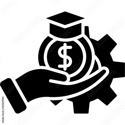 Solid Glyph Financial Aid Icon