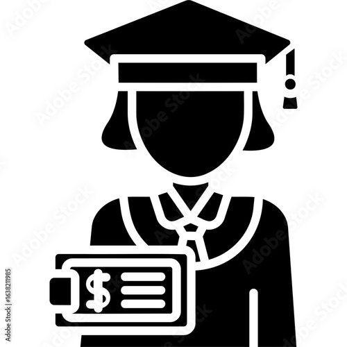 Solid Glyph Scholarship Fund Icon